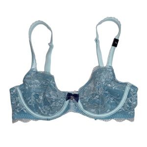 Victoria's Secret Body by Victoria Icy Blue Sheer Floral Lace Unlined Demi Bra
